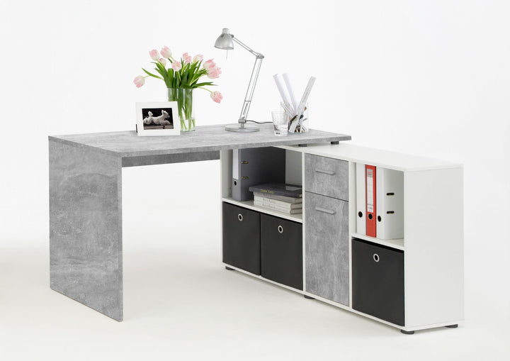 Lily Concrete Grey and White Corner Desk