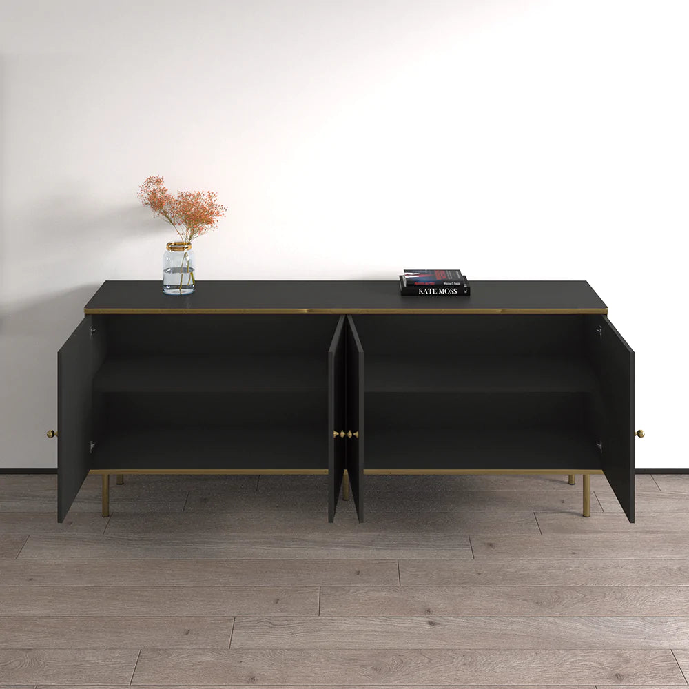 Lavender Black And Gold 4 Door Wide Sideboard