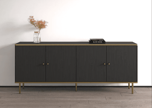 Lavender Black And Gold 4 Door Wide Sideboard