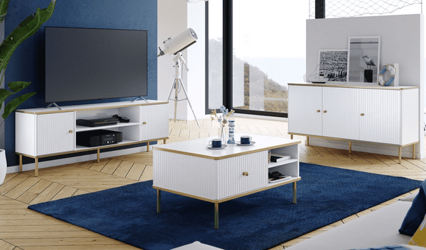 Lavender White And Gold 3 Door Sideboard