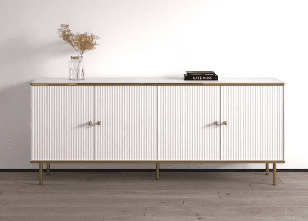 Lavender White And Gold 4 Door Wide Sideboard