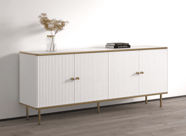 Lavender White And Gold 4 Door Wide Sideboard