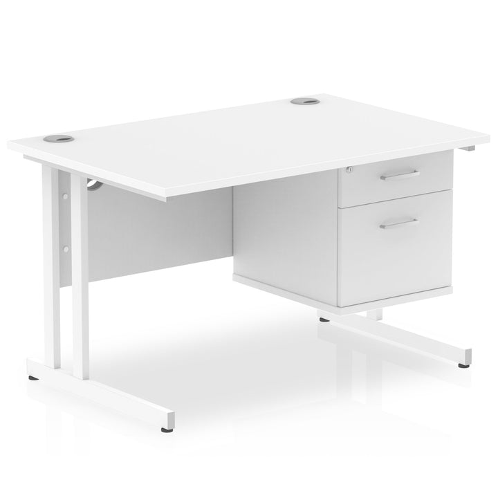 Impulse 1200mm Cantilever Straight Desk With Single Fixed Pedestal