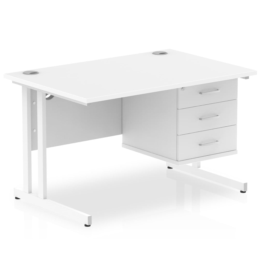 Impulse 1200mm Cantilever Straight Desk With Single Fixed Pedestal