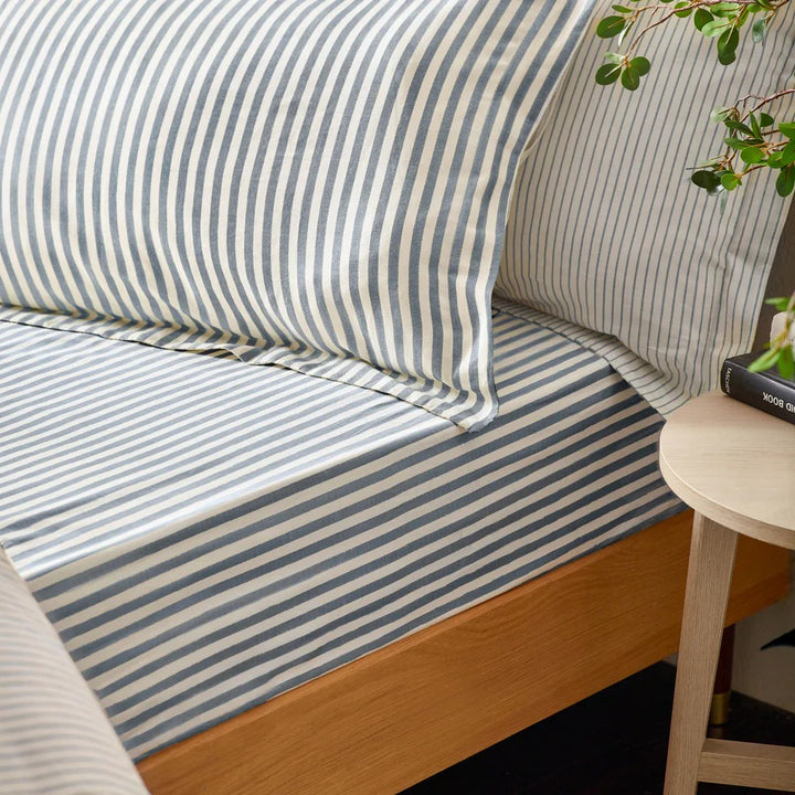 Striped Fitted Bed Sheet 100% Cotton_Navy