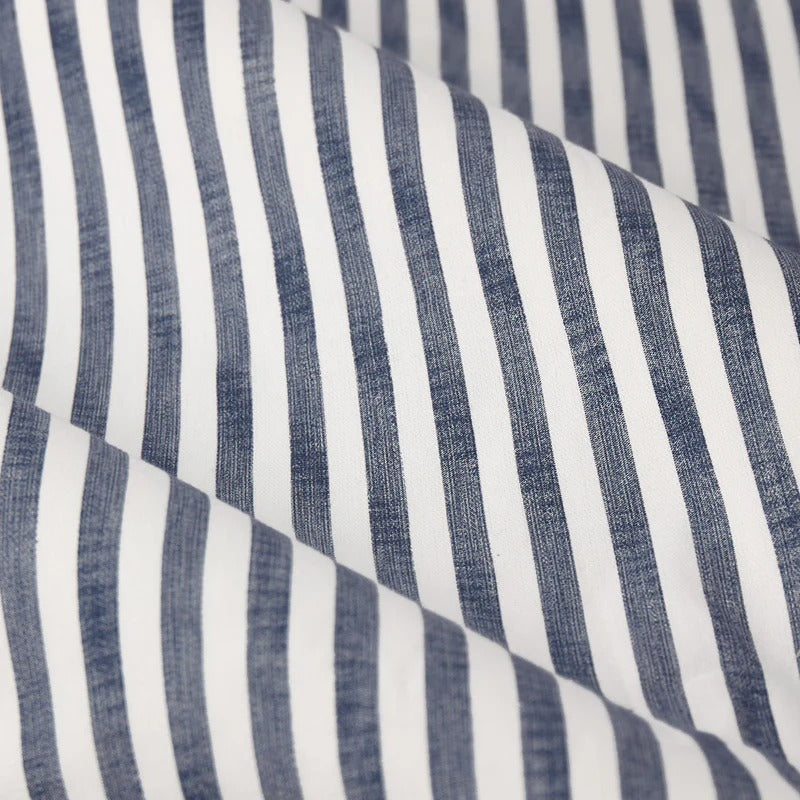 Striped Fitted Bed Sheet 100% Cotton_Navy