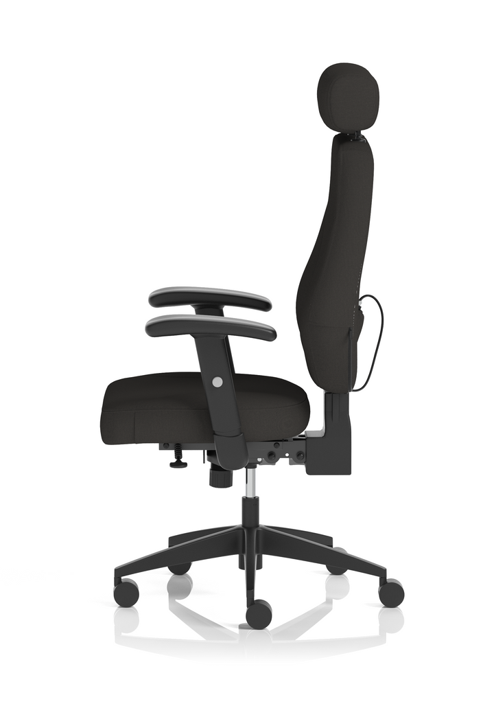 Nexus High Back Black Fabric Ergonomic Task Operator Office Chair with Arms and Headrest