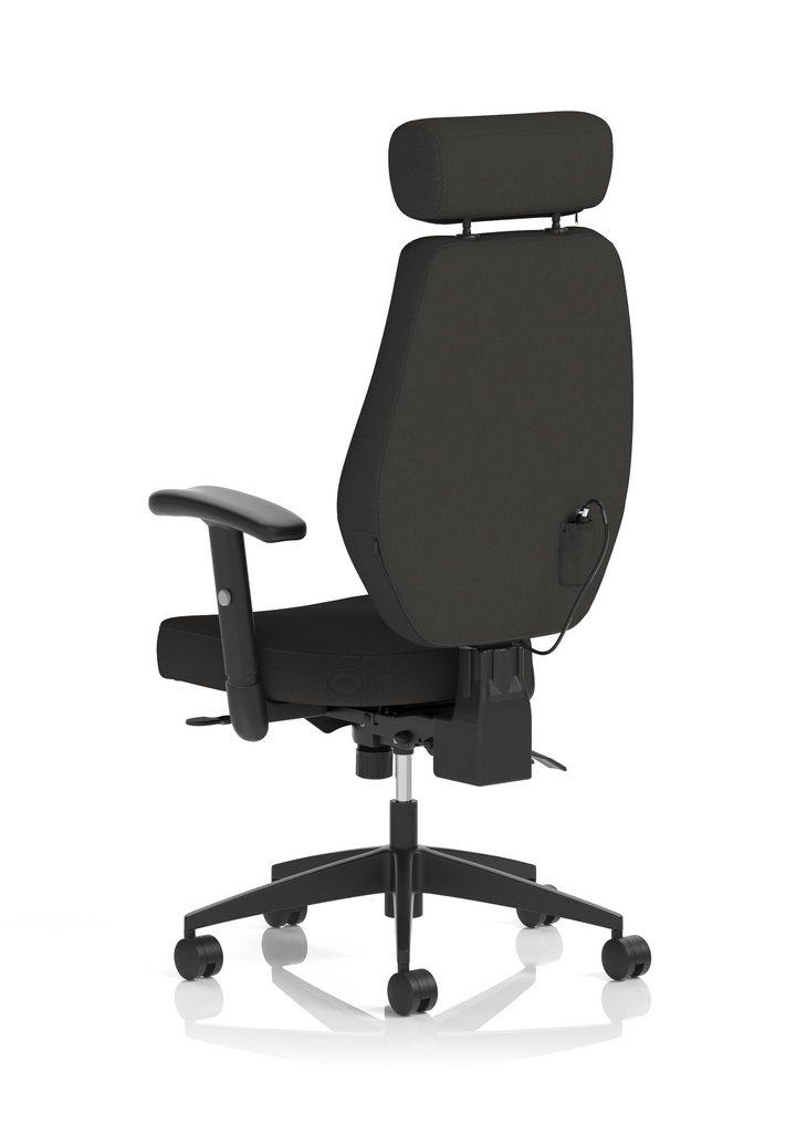 Nexus High Back Black Fabric Ergonomic Task Operator Office Chair with Arms and Headrest