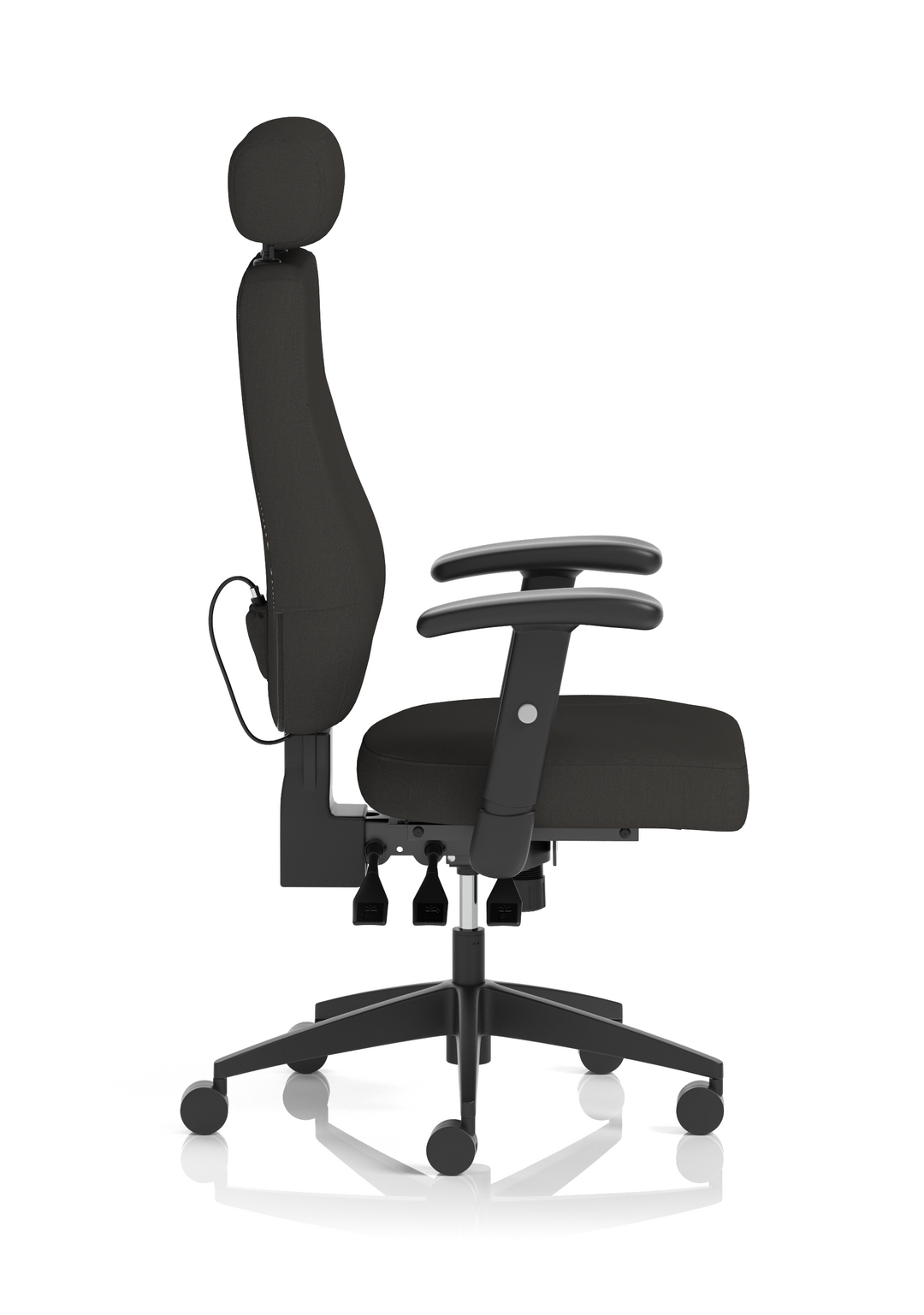 Nexus High Back Black Fabric Ergonomic Task Operator Office Chair with Arms and Headrest
