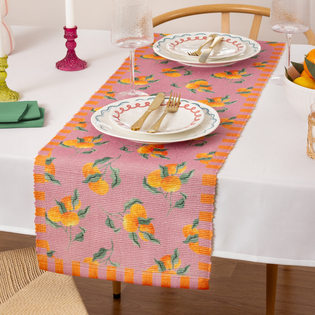 ORANGES 180X35 TABLE RUNNER PINK
