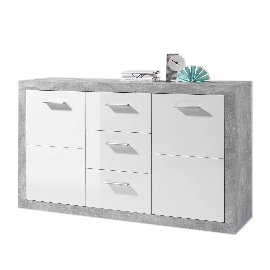 Daisy Large Sideboard Grey and White Gloss 2 DOOR, 3 DRW