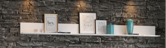 Tulip White Gloss Long Floating Wall Shelf