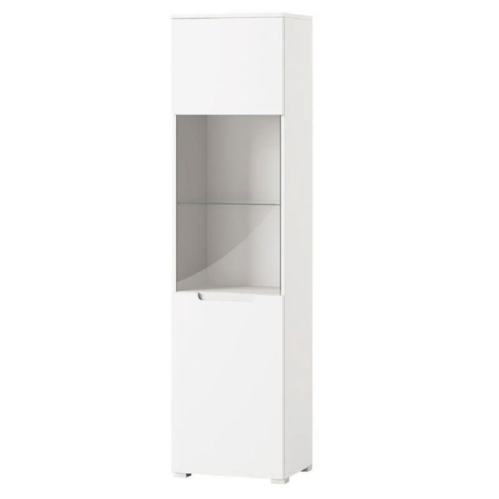 Tulip White Gloss Tall 1 Glass Door Display Unit