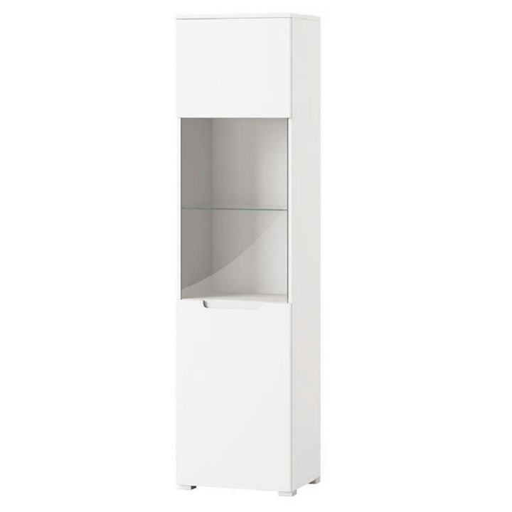 Tulip White Gloss Tall 1 Glass Door Display Unit