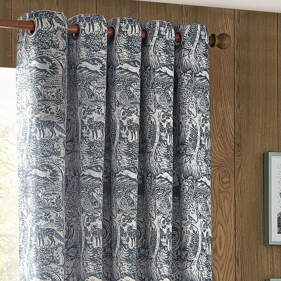 WINTER WOODS 167X228 EYELET CURTAINS MIDNIGHT