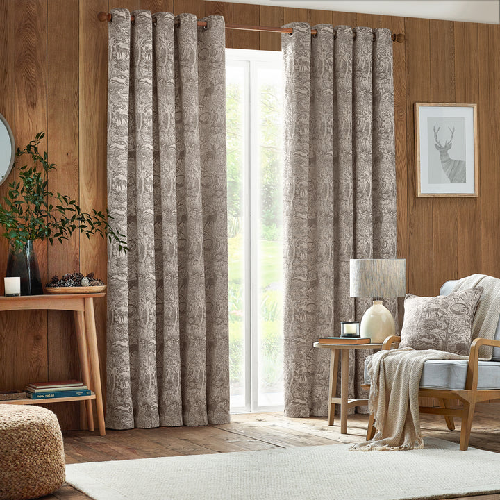 WINTER WOODS 117X137 EYELET CURTAINS TAUPE