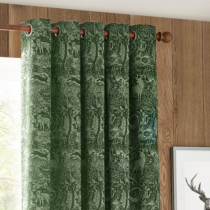 WINTER WOODS 117X182 EYELET CURTAINS EMERALD