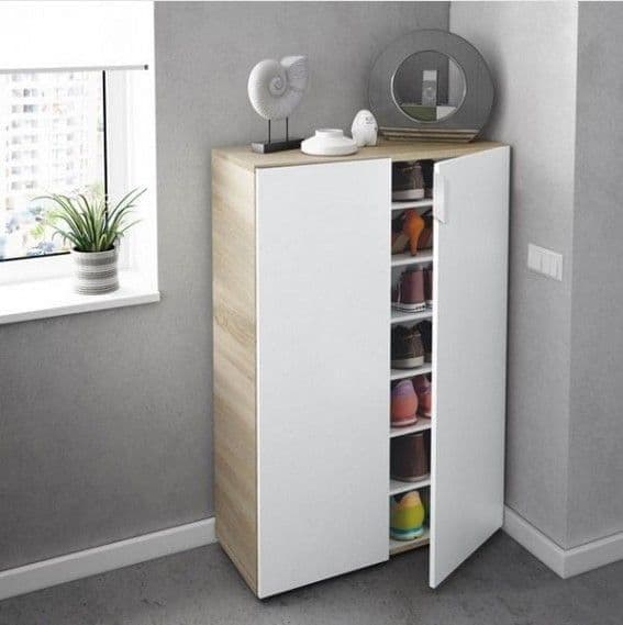 Orchid White And Oak Effect 30 Pairs Shoe Cupboard Cabinet