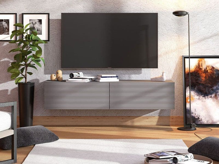 Iris Graphite Grey Wall Mounted Floating Wide Large TV Unit