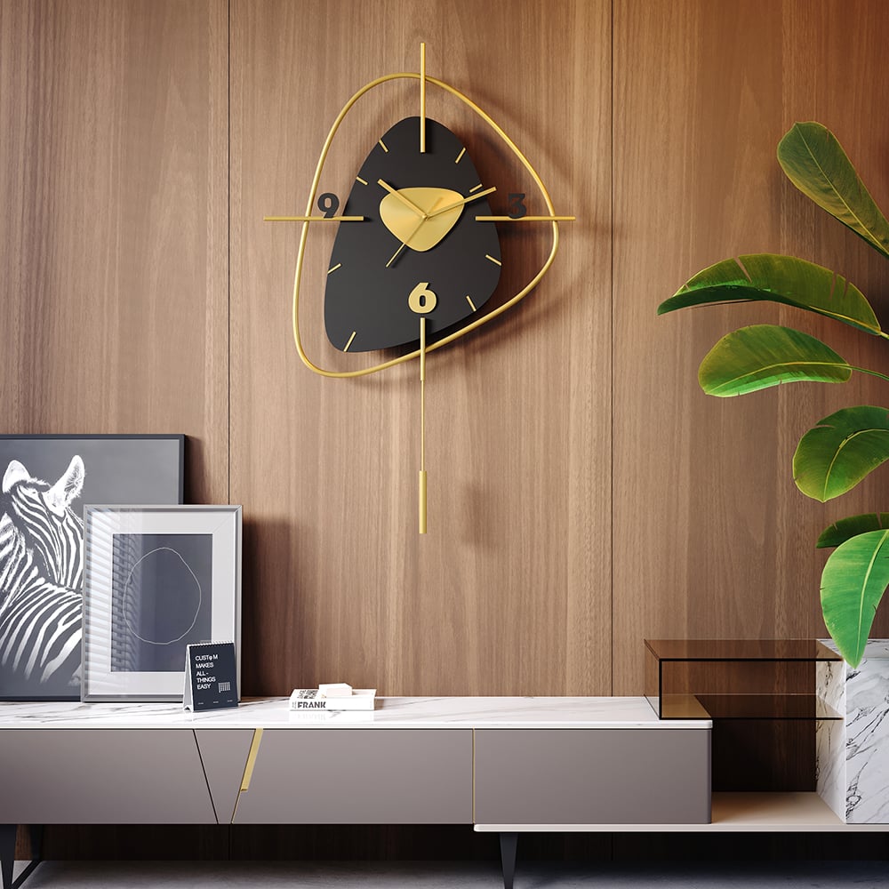 Scandinavian Wall Clock with Metal Pendulum