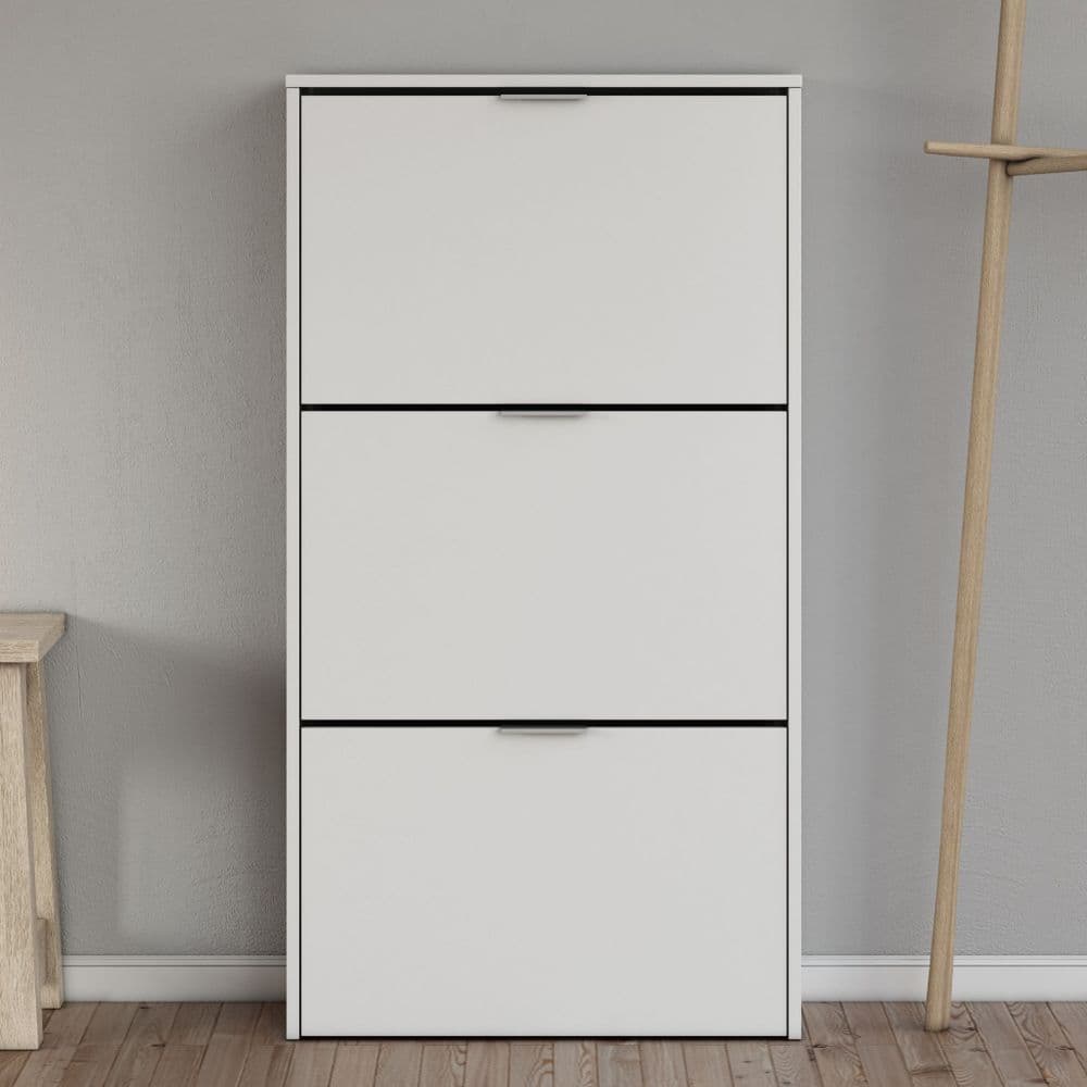 Rose Matt White 3 Drawer Shoe Cabinet