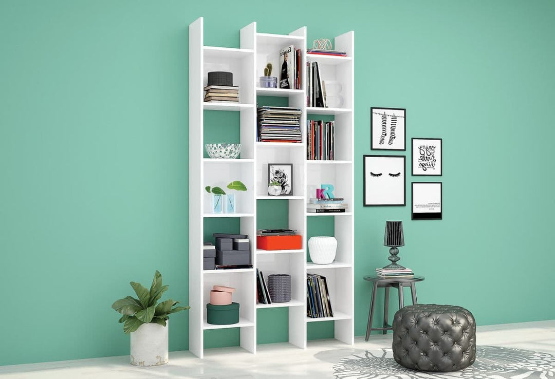 Daisy White Gloss Triple Bookcase