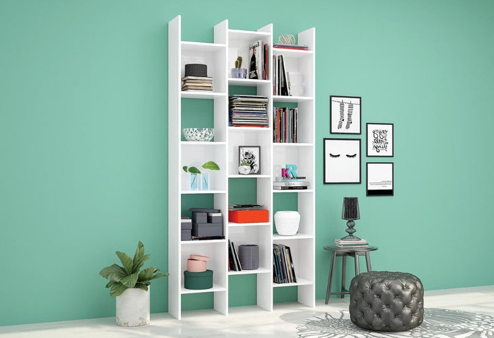 Daisy White Gloss Triple Bookcase