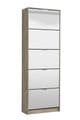 Tulip Mirrored and Oak Effect Tall 5 Drawer Shoe Cabinet