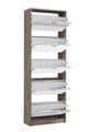 Tulip Mirrored and Oak Effect Tall 5 Drawer Shoe Cabinet