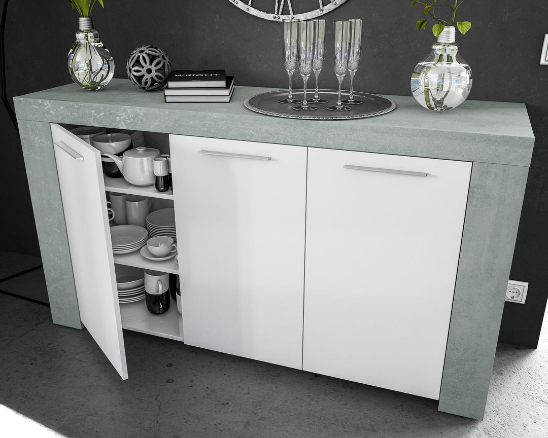 Lavender White Gloss and Grey Sideboard