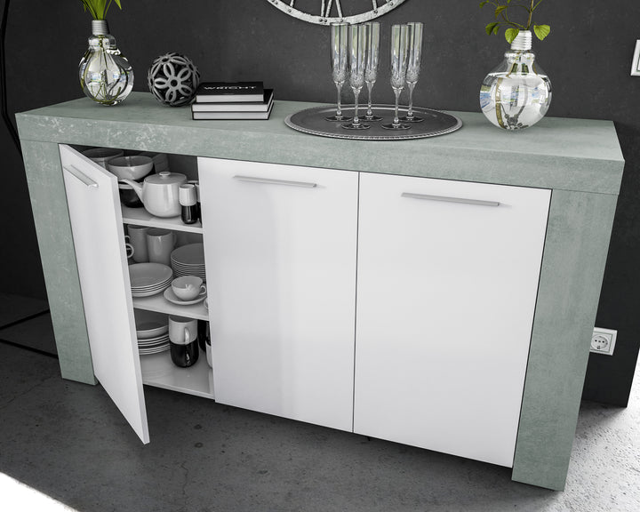 Lavender White Gloss and Grey Sideboard
