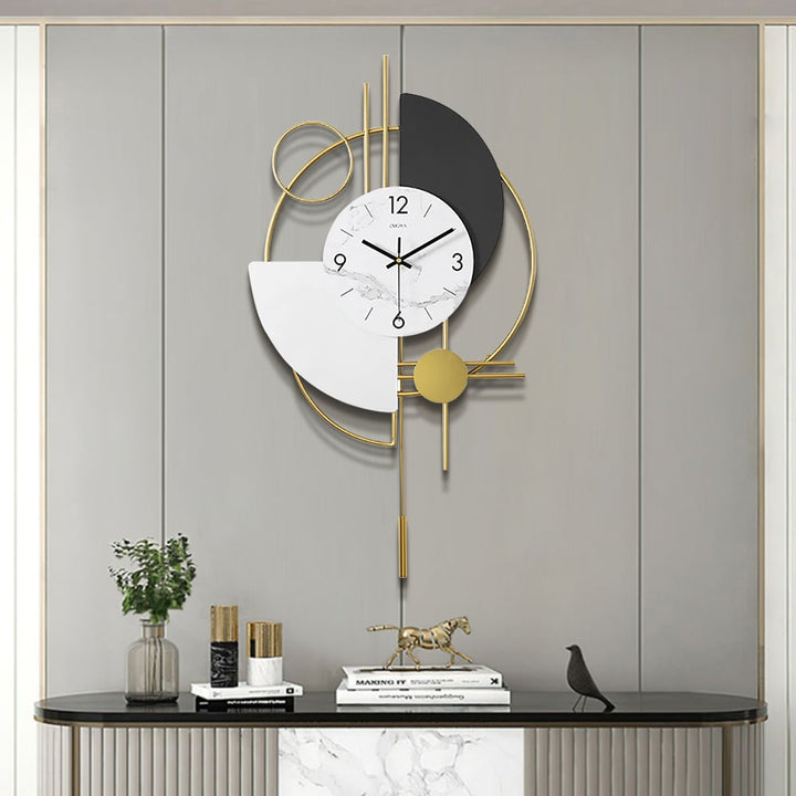 Horizon Mute Metal Wall Clock with Gold Pendulum