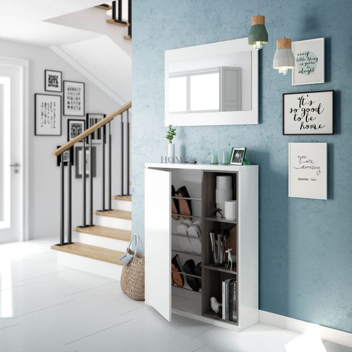 Iris White Gloss Shoe Cabinet Hallway Unit