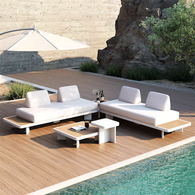 5 PCS Wood-Plastic & Aluminum L Shaped Sofa