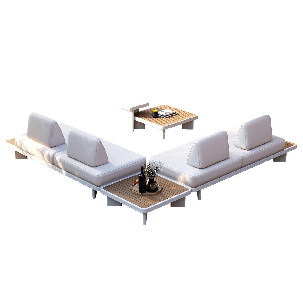 5 PCS Wood-Plastic & Aluminum L Shaped Sofa