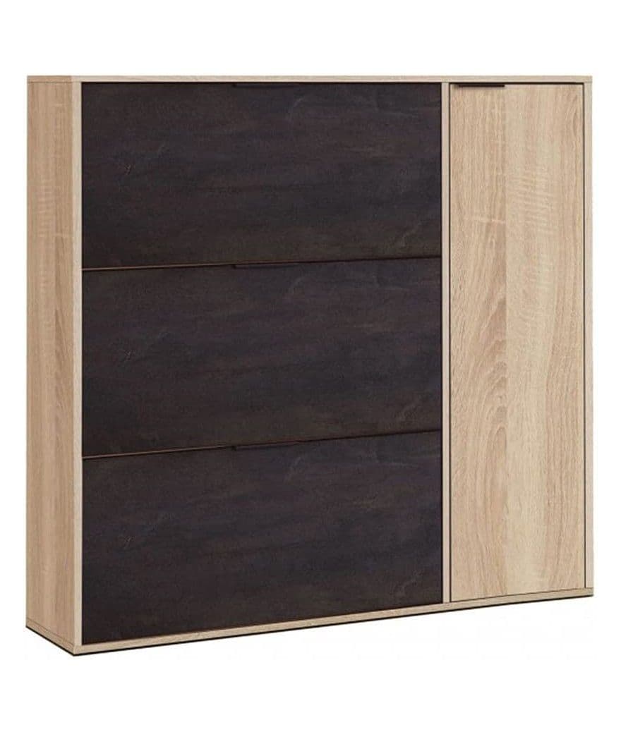Jasmine Oak Effect And Oxido Dark Brown Shoe Cabinet with 4 Door