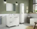Orchid White Gloss 2 Door 2 Drawer Bathroom Vanity Cabinet with Sink And Mirror