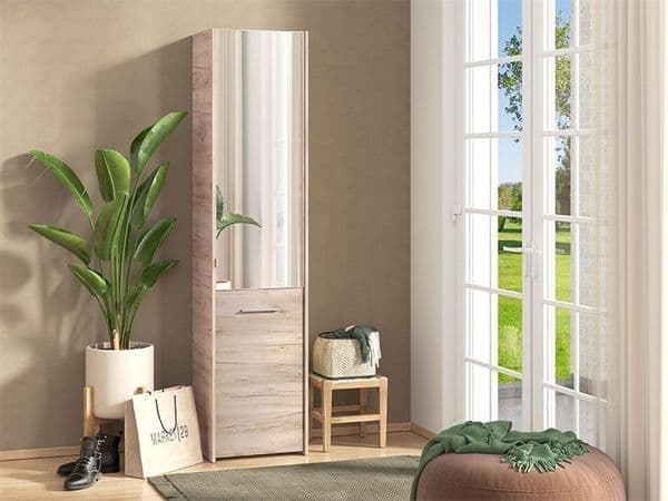 Jasmine Oak Effect Tall Slim Shoe Cabinet Cupboard