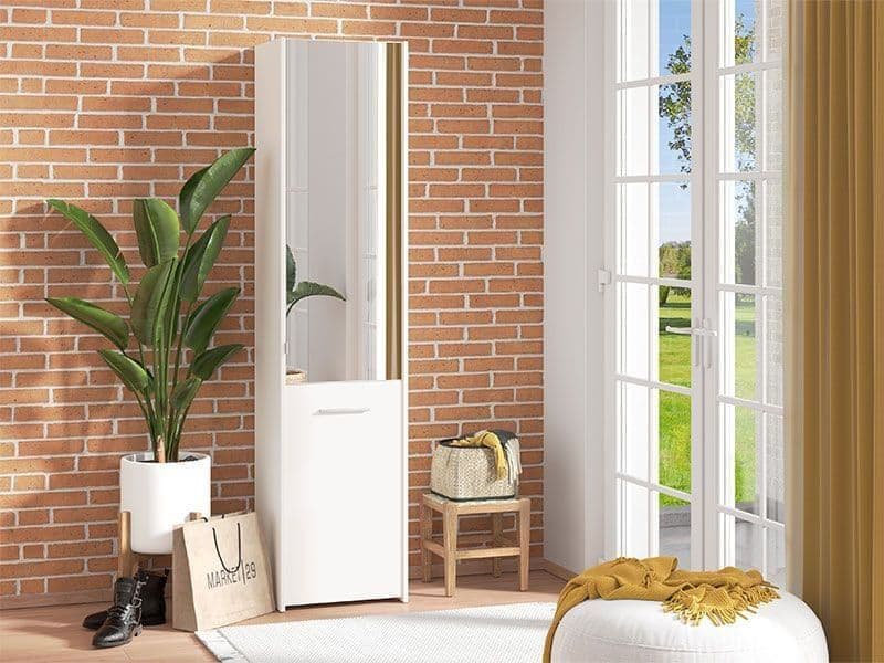 Jasmine White Mirrored Slim Shoe Cabinet Cupboard