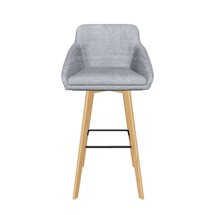 Carmen Grey Fabric Wooden Leg High Stool Chair