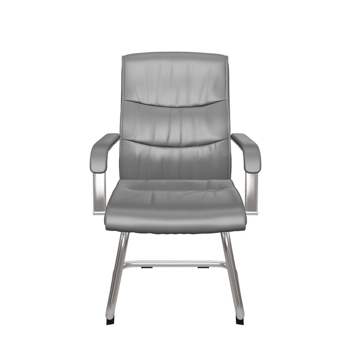 Carter Medium Back Black Leather Cantilever Visitor Office Chair with Arms