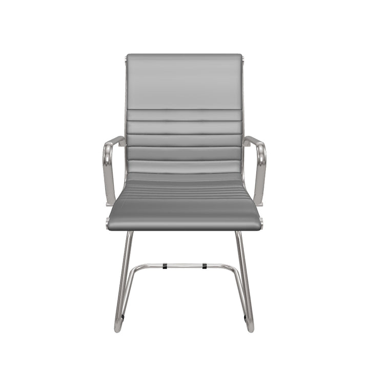 Nola Black Leather Cantilever Visitor Chair with Arms