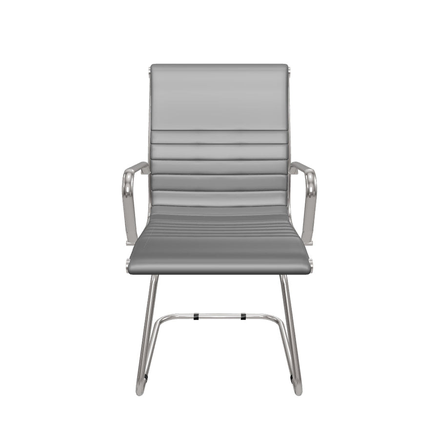 Nola Black Leather Cantilever Visitor Chair with Arms