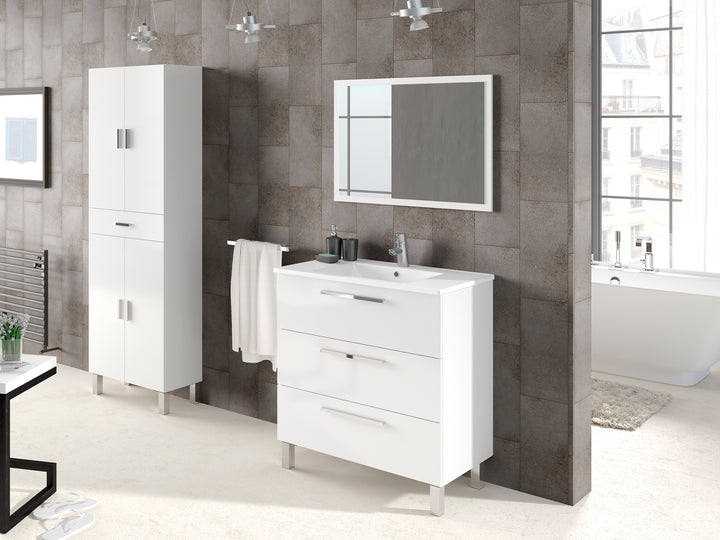 Lavender Bathroom Vanity Sink With Undersink Cupboard White Gloss