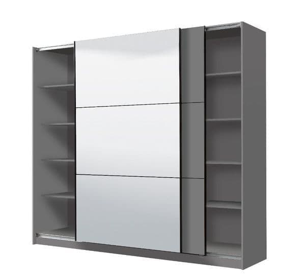 Iris Grey 220cm Sliding Wardrobe with Mirror