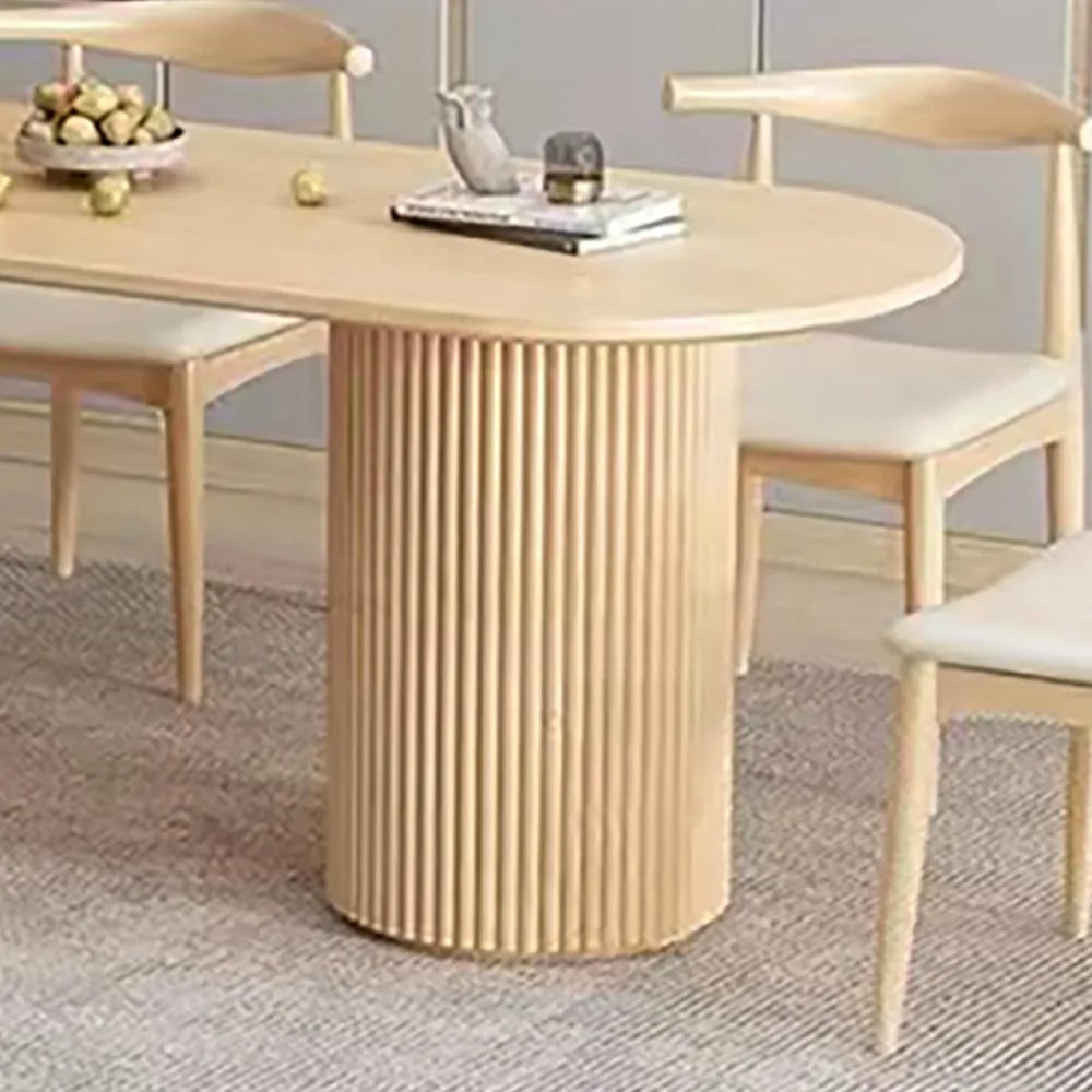 Jadi 1600mm Solid Wood Dining Table Natural Oval Tabletop for 6 Person