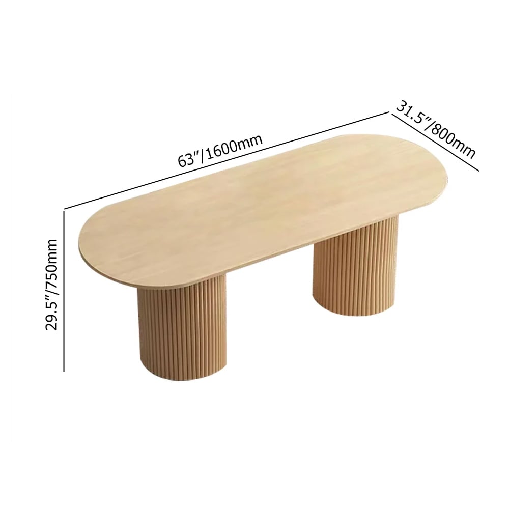 Jadi 1600mm Solid Wood Dining Table Natural Oval Tabletop for 6 Person