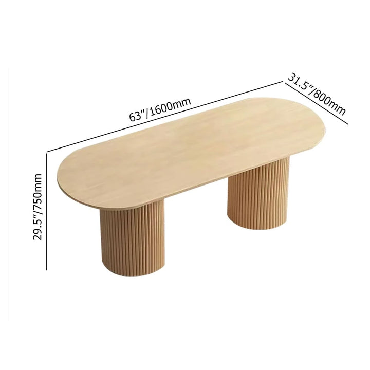 Jadi 1600mm Solid Wood Dining Table Natural Oval Tabletop for 6 Person