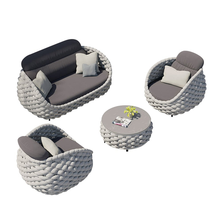 Wavy Outdoor Sofa set with Swivel Chair