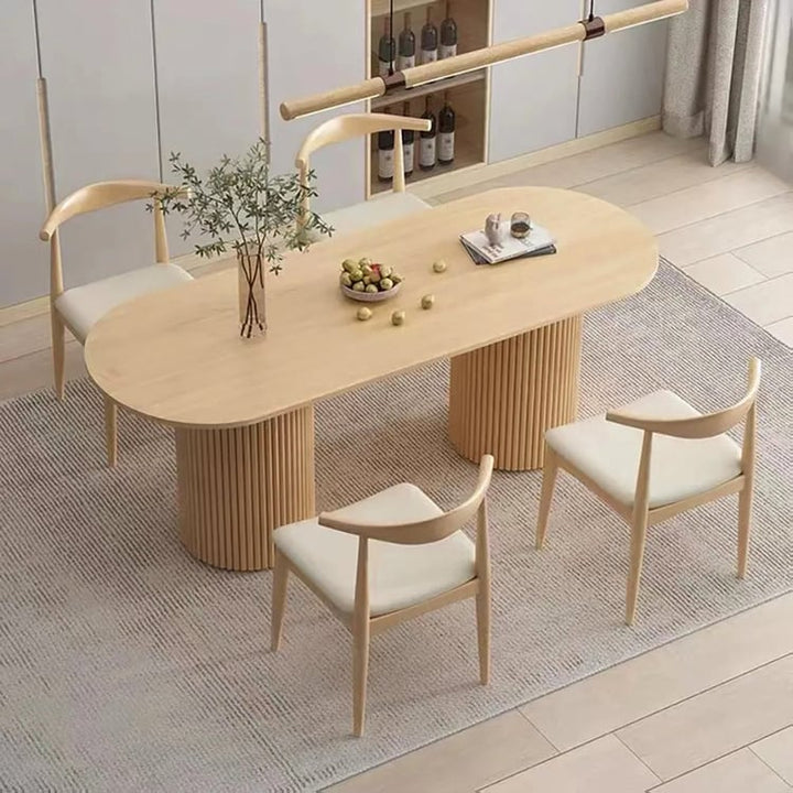 Jadi 1600mm Solid Wood Dining Table Natural Oval Tabletop for 6 Person